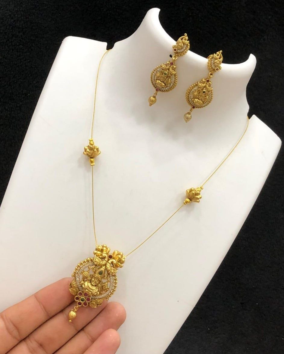 Lord Balaji Antique Invisible Pendant set